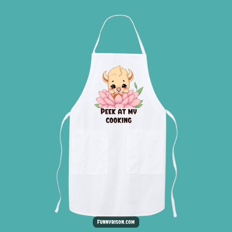 Funny Bison Cub Apron: Kitchen Curiosity, Adorable Funny Gift