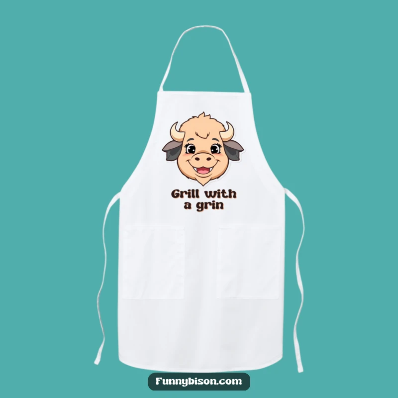 Funny Bison Grin Apron: Cook with a Smile, Hilarious Chef Funny Gift