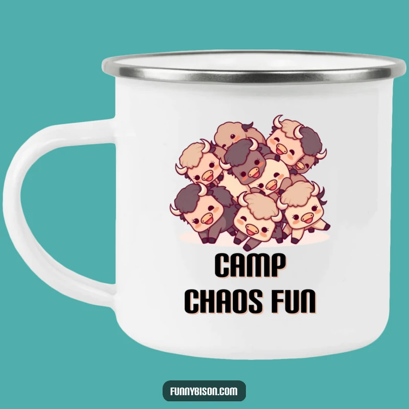 Adventure Funny Kawaii Bison Tumble Camping Mug - Rugged & Playful Bison Gift