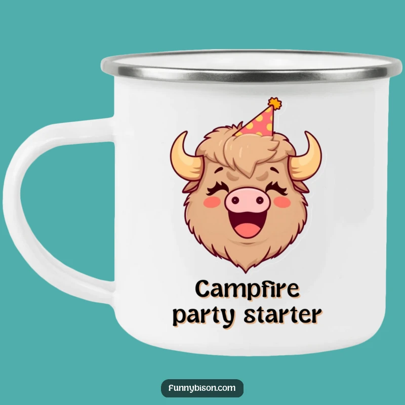 Funny Bison Campfire Mug: Durable & Hilarious Party Bison, Outdoor Funny Gift