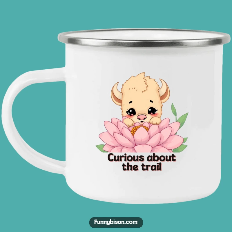 Funny Bison Cub Camp Mug: Durable & Curious, Outdoor Funny Gift