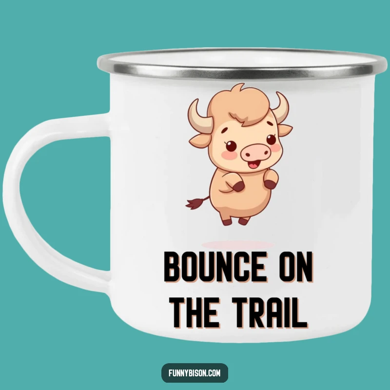 Funny Cute Bison Bouncing Camping Mug - Delightful Hooves Adventure Cup