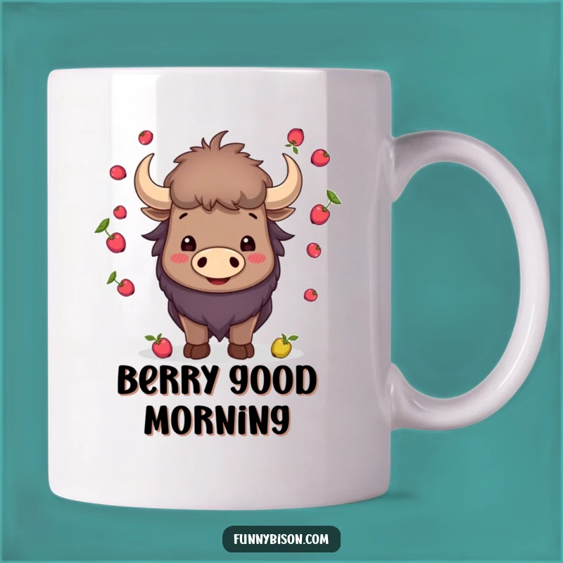 Funny Smiling Bison Juggling Mug - Berry Horns Talent Bison Gift