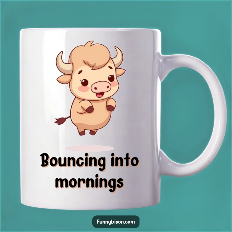 Funny Cute Bison Bouncing Mug - Delightful Tiny Hooves Bison Gift