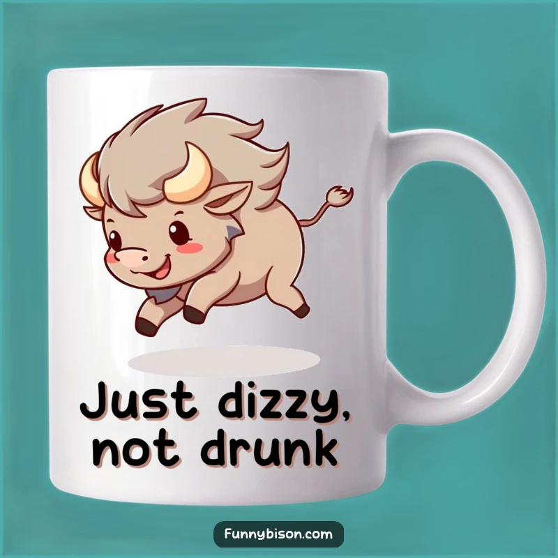 Funny Kawaii Bison Tail Chase Mug - Hilarious Spinning Bison Gift for Fun Lovers