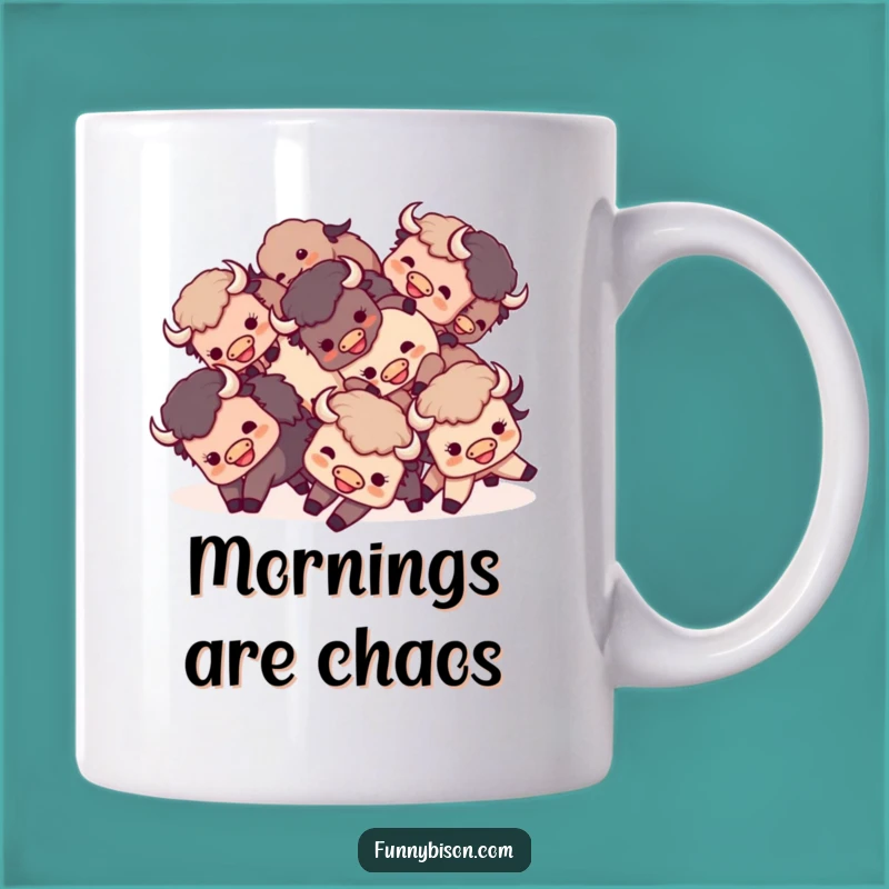 Funny Kawaii Bison Tumble Mug - Adorable Group Bison Gift for Playful Souls