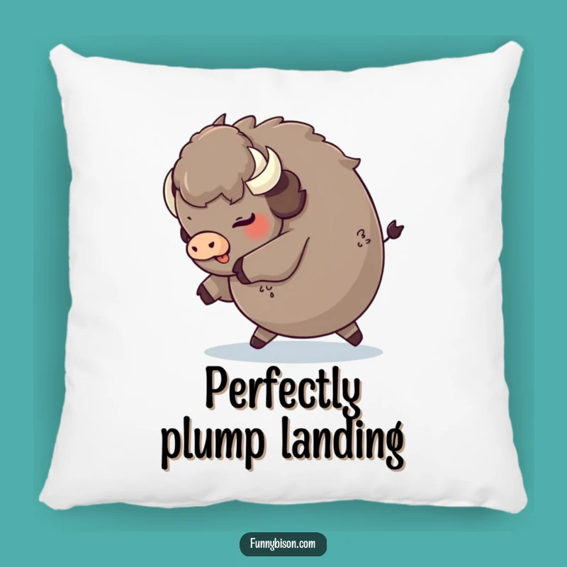Funny Round Bison Tripping Pillow - Playful Fluffy Rear Bison Cushion