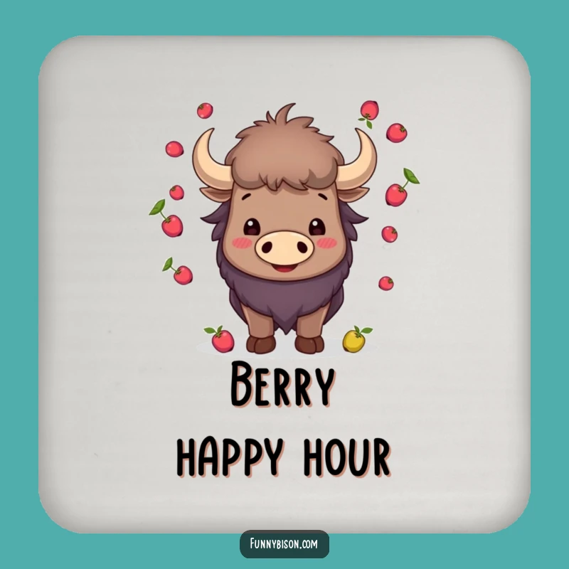 Funny Smiling Bison Juggling Coaster - Berry Horns Talent Protector