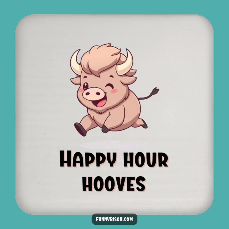 Funny Kawaii Bison Prancing Coaster - Joyful Bison Drink Protector