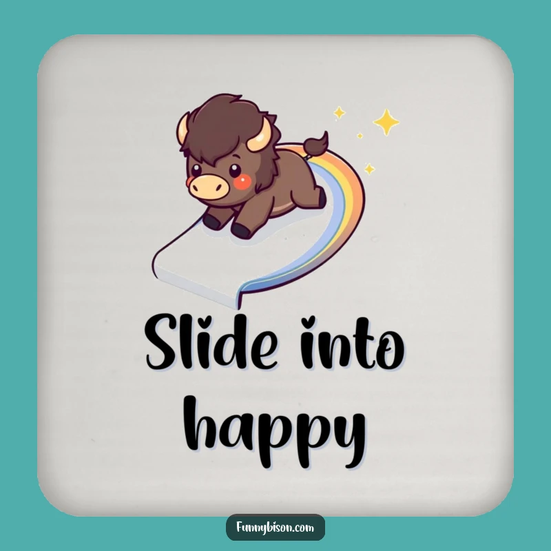 Protective Funny Kawaii Bison Rainbow Slide Coaster - Chic & Exciting Bison Gift