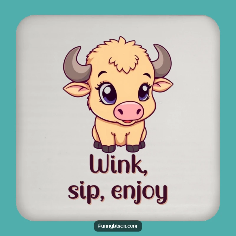 Funny Bison Calf Coaster Set: Playful Protection, Adorable Funny Gift