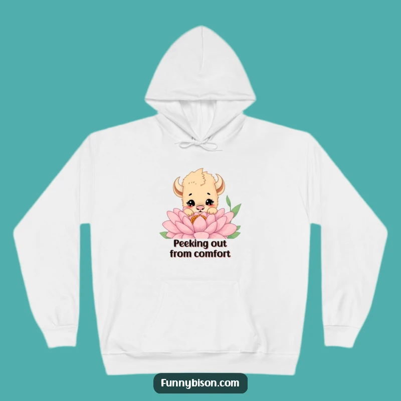 Funny Cozy Bison Cub Hoodie: Peek & Wonder, Adorable Funny Gift