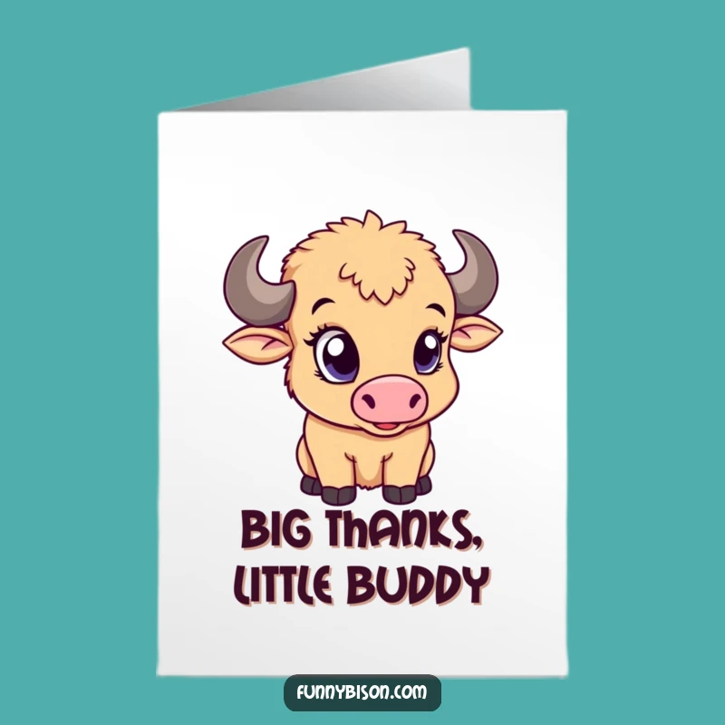 Free Printable Thank You Card: Winking Bison Calf Cute Downloadable Gift