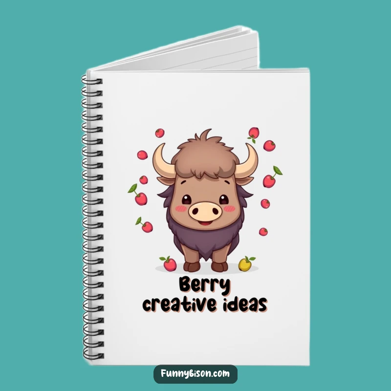 Funny Smiling Bison Juggling Notebook - Berry Horns Talent Journal
