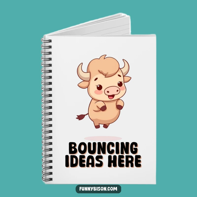 Funny Cute Bison Bouncing Notebook - Delightful Hooves Bison Journal