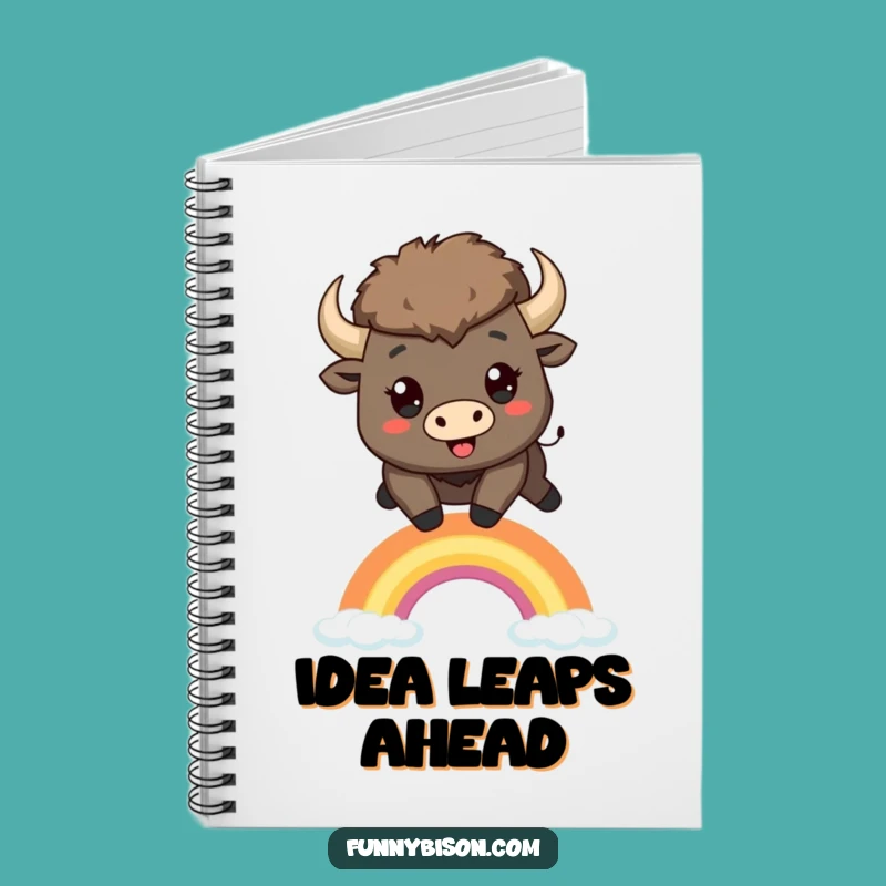 Creative Funny Kawaii Bison Rainbow Leap Notebook - Journal Your Joyful Bison Ideas