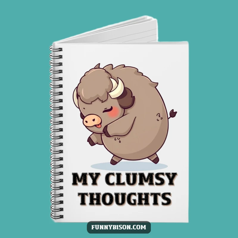 Funny Round Bison Tripping Notebook - Playful Fluffy Bison Journal