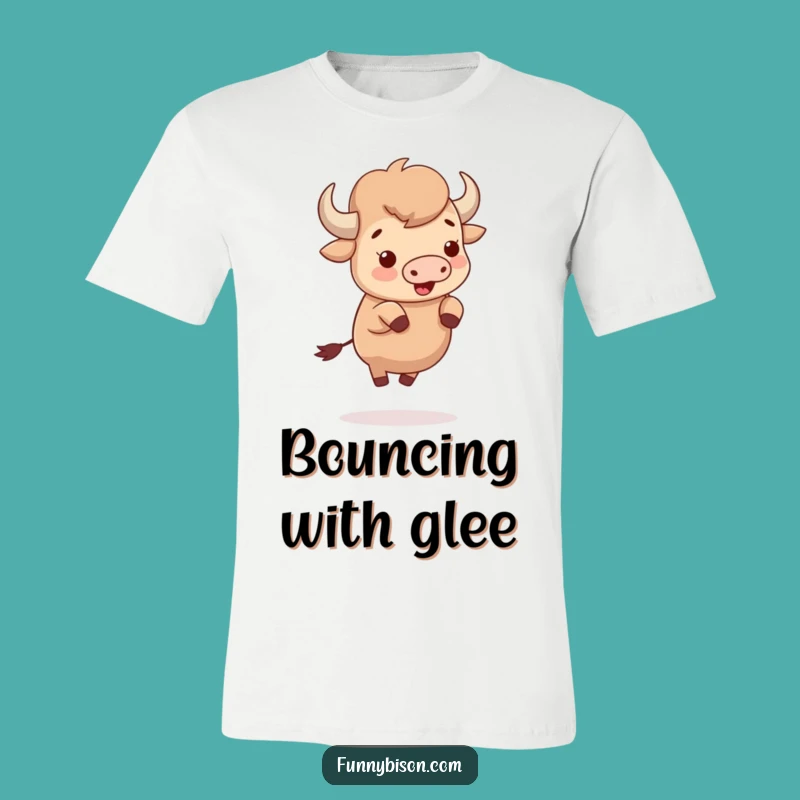 Funny Cute Bison Bouncing T-Shirt - Delightful Hooves Bison Tee