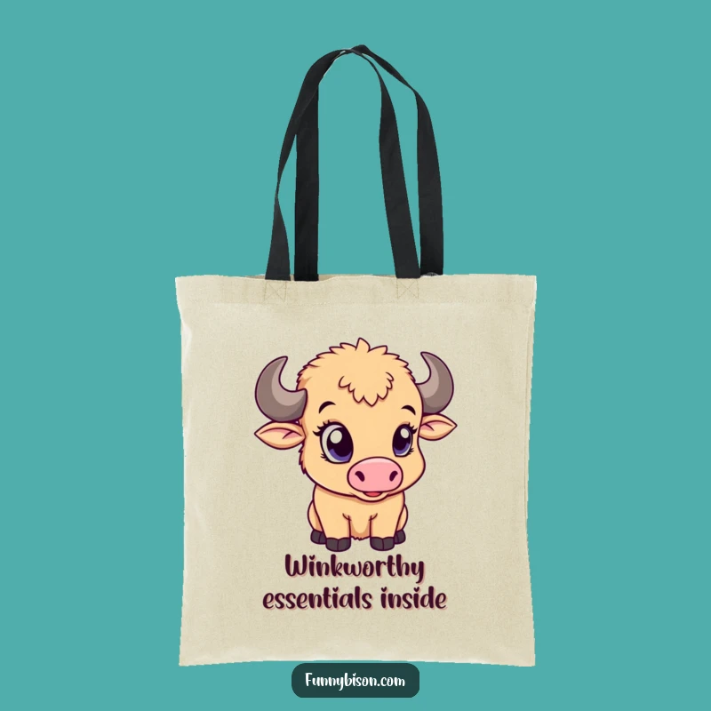 Funny Bison Calf Tote Bag: Carry Your Charm, Playful Wink Funny Gift