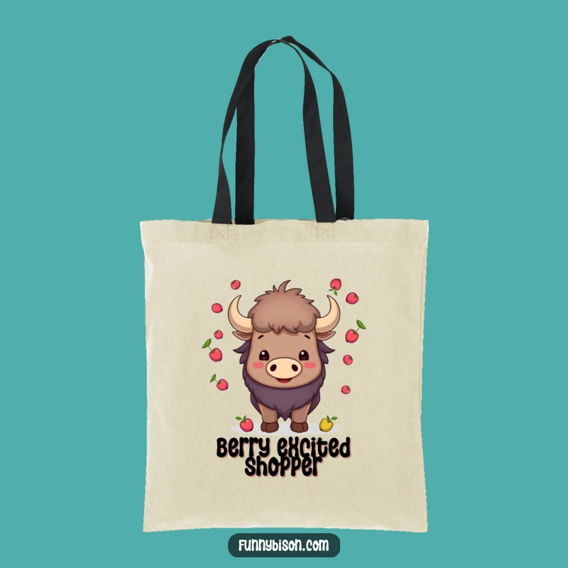 Funny Smiling Bison Juggling Tote Bag - Berry Horns Talent Carry-All
